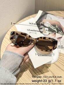 1pc Women's Vintage Geometric Fashion Glasses, Tortoiseshell Lightweight Polycarbonate Frame With Tea-Colored Lenses, Lightweight And Comfortable Fit, Suitable For Vacation And Travel, Comes With Glasses Case - Multicolor - View 8