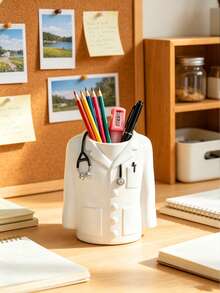Doctor Coat Pen Holder, Cute Medical Theme Desktop Storage Box, Unique Pen And Stationery Organizer, Ideal Gift For Doctors And Medical Students, Charming Decor For Office, Clinic And Study Space, Back To School Season - B - View 8