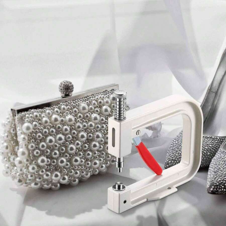 Pearl Inlay Machine And Hand Press Pearl Inlay Tool, 5 Sizes Round Pearl ABS Beads Rivets And 1000pcs Rivet Heads Set, Suitable For Hat, Shoes, Clothing, Bags, Skirts, Pearl DIY Accessories