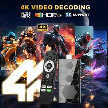 VELEC I96 D16 電視棒，超 4K UHD ATV，配備 [8GB RAM+128GB ROM]，內建雙頻 WiFi，由 Android ATV 智慧電視棒驅動，適用於 Android 電視棒、電視和投影機 4K HD 串流設備，全志 H313 - 黑色 - 查看 3