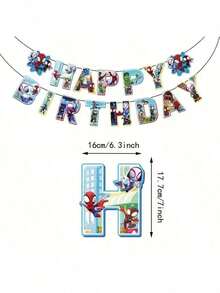Superhero Theme Party Decoration Set, Cake Toppers And Cartoon Hanging Decorations, Superhero Birthday Scene Decor Supplies - Multicolor - View 5