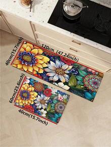 1/2pcs Bohemian Style Kitchen Mat Set, Pop Art Mandala Pattern Kitchen Rug And Mat, Non-Slip Washable, Bohemian Rustic Style Long Runner, Rubber Backing, Kitchen Decor Accessories - Multicolor - View 12