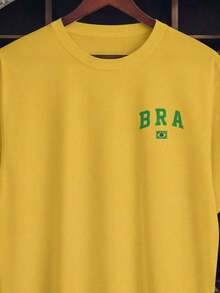 Unisex T-Shirt Supporting The Brazilian National Football Team - Men's And Women's 100% Cotton, Casual, Crew Neck - 黃色 - 查看 3