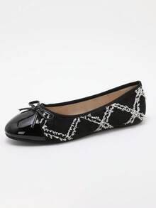 Ballet Shoes, Versatile Low-Top Soft Bottom Comfortable Lightweight Casual Shoes, Fashionable For Work And Everyday Wear, Spring/Summer/Autumn - Black and White - View 15