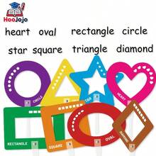 hoojojo 8pcs Double-Sided Shape & Color Matching Cards, Hollow Geometric Shape Recognition Learning Board, Interactive Math Cognitive Puzzle Toy, Classroom Learning Supplies, Educational Stationery, Back To School - Multicolor - View 5