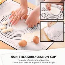 Silicone And Fiberglass Baking Mat, Non-Stick Kneading Mat With Scale, Kitchen Rolling Pin Mat, Baking Tool. - Black - View 5