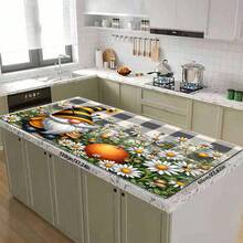 1pc Dish Drying Mat, Coffee Machine Pad, High Absorbency Draining Mat, Featuring Bee Gnome & Fresh Daisy Pattern, Gray & White Plaid Rustic Style, Ideal For Dining Table, Cafe, Kitchen Counter Decor, Multi-Purpose Drainage Pad, Home Gift, Tabletop Decor - XYLSD-438 - View 17
