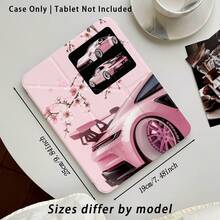 Acrylic Crystal Tablet Protective Case With Stand, Featuring Painted Car And Cherry Blossom Patterns, Compatible With Honor Pad/ MatePad/Apple / Galaxy Tab - Multicolor - View 2