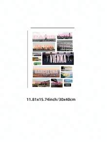 1pc Frameless Collage Fashion City Travel Wall Art Print, Minimalist Urban Poster For Apartment, Living Room, Bedroom, Dorm, Party Decoration, Best Gift Choice, Back To School, Funky Posters, Vintage Decor, College Dorm Essentials - City Travel - View 10