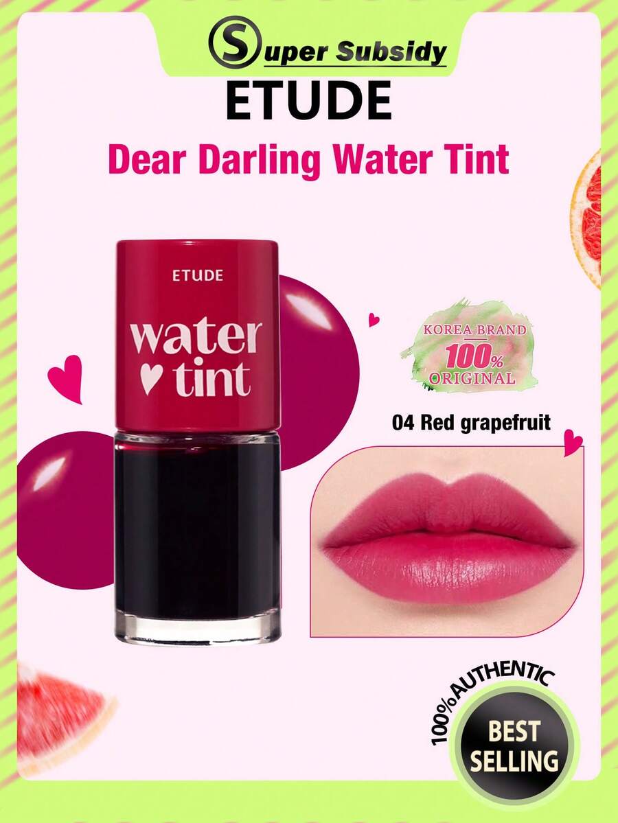 ETUDE 伊蒂之屋 Dear Darling 水润唇釉 #04 红葡萄柚色,色彩鲜艳明亮,持久不沾杯,滋润唇釉质地轻盈,水润光泽,适合日常使用,韩国化妆品,礼盒装 9克/0.31盎司 - #04 Red Grapefruit - 查看 1