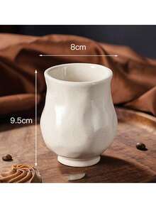 1PC Minimalist Ceramic Mug For Afternoon Tea Lovers, Japanese Coffee Mug, Office Water Mug, Breakfast Milk Mug, Home Drinking Set - White - View 8