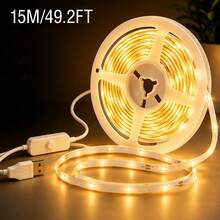 3.28-98.4FT Soft Warm Glow LED Strip, Easy Mount Decor Light, Portable USB Powered Lamp For Kitchen, Bedroom, Staircase, TV And Festival Ornament - Warm white light - View 11