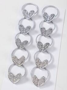 10pcs/Pack Rhinestone Heart Shaped Elastic Hair Ties, Minimalist Small Size, Suitable For Daily Use, Cute & Sweet, Versatile, Gentle On Hair For Girls - Silver - View 2