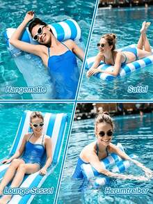 Thickened Inflatable Pool Float Bed, Unisex Inflatable Lounge Chair And Pool Floating Bar, PVC+Oxford Fabric Material, Suitable For Pool, Lake, Beach And Backyard Party, Outdoor Water Entertainment, Summer Water Fun, Float Like A Boss - Multicolor - View 4
