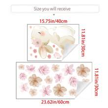 Cute Rabbit, Butterfly & Floral Cartoon Wall Stickers, Self-Adhesive Wallpaper Decor For Bedroom, Nursery - A - View 8