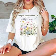 Vintage Alice In Wonder1land S1Hirt, Do You s1uppose S1He's A Wildflower, Alice S1Hirt, Literature S1Hirt, Golden Afternoon, Cottagre S1Hirt, - Blanco - Ver 1