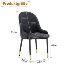 Set Of 2 Black Polyurethane Chairs With A Lightning Bolt Pattern Backrest. Water-Repellent, Durable, Easy To Clean, With Thick, Highly Elastic Padding. Ideal For Private Kitchens, Cafes, Or Commercial Use. - Black - View 4