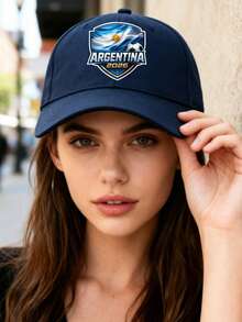 Argentina 2026 Football Flag Design, Fashionable Sports Cap, Unisex Adjustable Baseball Cap Hat For Men Women Machine Washable Outdoor Sun Hat - 藏蓝色 - 查看 3