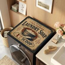 1pc Vintage Laundry Room Pattern Absorbent Dish Drying Mat, Espresso Machine Countertop Absorbent Mat, Sink Drain Mat, Soft Faucet Absorbent Mat, Sink Cup Mat, Kitchen & Bathroom Accessories - Multicolor - View 3