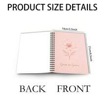 DANPERJI 1pc A5 Spiral Bound Daily Planner Notebook, Journal With Pink Floral Sketch & "Grow In Grace" Print, Lined Diary For Students, Office Workers & Self Care Planning, Ideal Gift For Women & Back To School School Supplies - Flowers - View 3