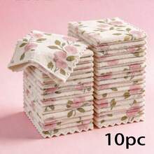 1/10/20pcs Coral Fleece Cleaning Towels, Suitable For Kitchen, Bathroom, Glass And Car Washing, Super Absorbent, Quick Drying, Reusable, Coral Pink And Gold Fabric, Soft Square Towels, Suitable For Home, Car Care And Multi-Purpose Use - Square - View 12