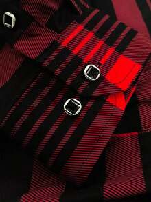 Camisa de manga larga con botones, a rayas y a cuadros, de estilo casual y de negocios para hombres.Camisa formal para hombres.Camisa a cuadros para hombres.Adecuada para uso diario, ir al trabajo, salir, fiestas.Se puede combinar con pantalones de traje o traje.Estampado aleatorio. - Negro - Ver 7