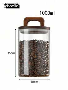 choxila 1pc Glass Coffee Storage Jar, Tea Leaf Storage Jar With Airtight Cork Lid, Glass Jar For Coffee Beans, Dried Fruits - View 11