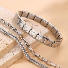 3pcs/Set Bracelets, Elevate Your Daily Outfit Style, Includes 3 Different Style Bracelets, Perfect For Layering Or Wearing Individually - Silver - View 7