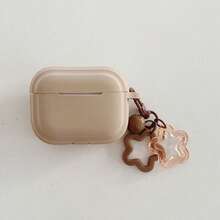 1pc Solid Color Rhombus Silicone + Star Charm Earphone Case, Compatible With Apple 2/3/Pro/Pro 2/Pro 3, Silicone Anti-Drop Protective Cover - Milk Tea Color - View 4
