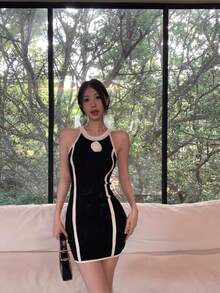 Women Midi Dresses - Black - View 2
