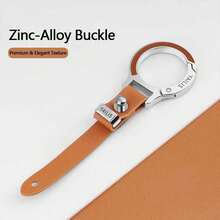 1pc Leather & Alloy Keychain, Simple Alloy Key Ring Accessory For Car & Home Use - One Size Fits All - View 6