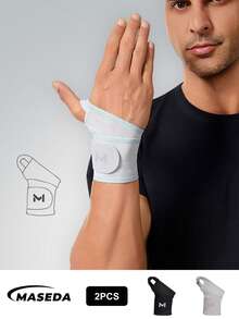 AA MASEDA 2 piezas Muñequeras ultra finas de alta calidad, perfectas para gimnasio y deportes al aire libre, accesorio de fitness unisex adecuado para hombres y mujeres, correr, levantamiento de pesas, entrenamientos con mancuernas o ejercicio en casa - Multicolor - Ver 2