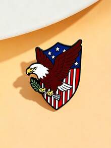 1pc Bold Bald Eagle Shield-Shaped Brooch, Versatile Decoration For Suit Jackets And Backpacks, Super Cool Niche High-End Accessory For Holiday Gifts - Multicolor - View 7