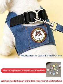 Multi-Style Series Pet Harness And Leash Set, Random Small Pendant Included, 6 Pattern Options, Anti-Escape Adjustable Cat And Dog Vest-Style Harness, Suitable For Medium And Small Pets Outdoor Walking Dog Leash, Pet Clothing And Accessories - Multicolor - View 28