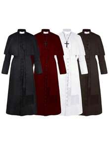 Cosplay Clothing - Solid-color Black Priest's Robe (includes a Cross) - View 3