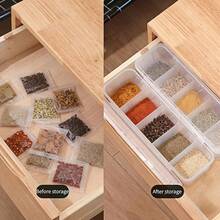 Five-Compartment Seasoning Box, Refrigerator Storage Box, Spice Compartment Storage Box, Kitchen Household Octagonal Cinnamon And Dried Chili Compartment Flip-Top Sealed Storage Box - Transparent - View 7