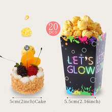 10/20/50pcs Graffiti Happy Birthday Printed Paper Popcorn Boxes, Fries Boxes, Popcorn Cups, Popcorn Buckets, Balloons, Suitable For Birthday, Festival, Party Decoration And Snack Boxes, Applicable For Lunch Box, Bakery, Burger Shop Use - Multicolor - View 10