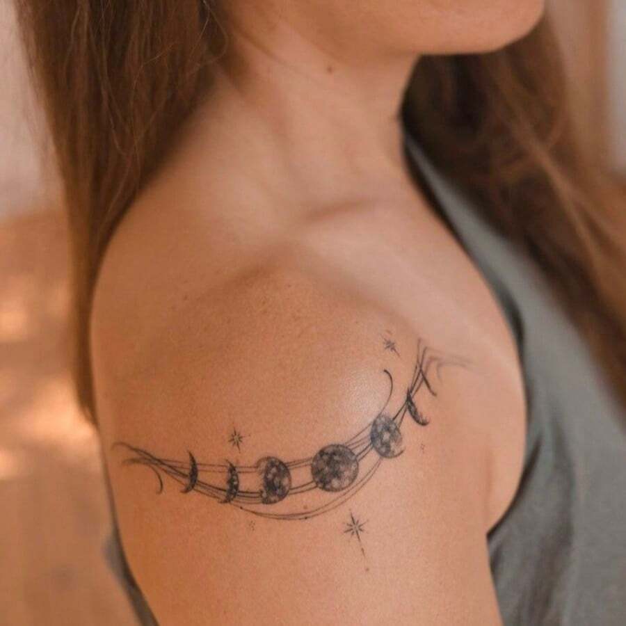 1 pieza Tatuaje temporal impermeable y a prueba de manchas, con patrón de cielo estrellado realista de PVC, apto para uso diario - Gris - Ver 1