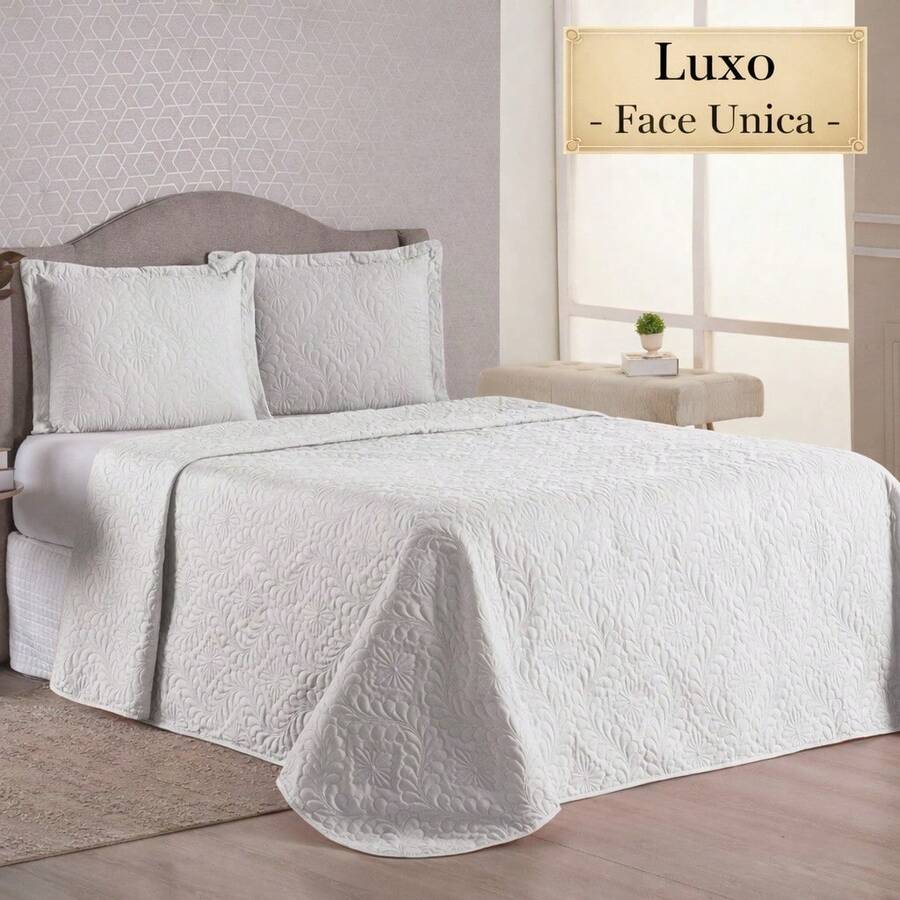 Luxury Bedspread For All Sizes + 2 Pillowcase Kit - Lots Of Elegance & Style! - White - View 1
