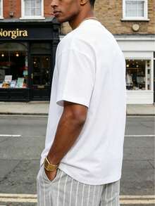 Men's Summer Casual Soft Round Neck Short Sleeve T-Shirt,Print Graphic For Spring And Summer. - 白色 - 查看 2