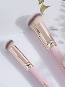 MAANGE 2pcs Professional Face Makeup Brush Set, Includes Foundation Brush And Concealer Brush, Made Of Soft Fibers, Portable For Travel Makeup - Multicolor - View 7