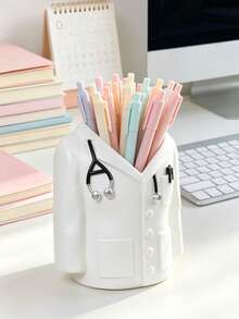 Doctor Coat Pen Holder, Cute Medical Theme Desktop Storage Box, Unique Pen And Stationery Organizer, Ideal Gift For Doctors And Medical Students, Charming Decor For Office, Clinic And Study Space, Back To School Season - B - View 12
