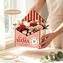 1 pieza Cesta de almacenamiento de madera para el Día de la Madre, caja de decoración festiva, grabada con 'Feliz Día de la Madre', decoración de escena festiva cálida, contenedor de almacenamiento de flores y regalos - Multicolor - Ver 5