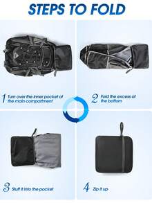 NEWHEY 40L 可收納防水登山背包，輕量戶外運動旅行日用包，適合攀岩、露營、旅遊與健行 - 黑色 - 查看 7