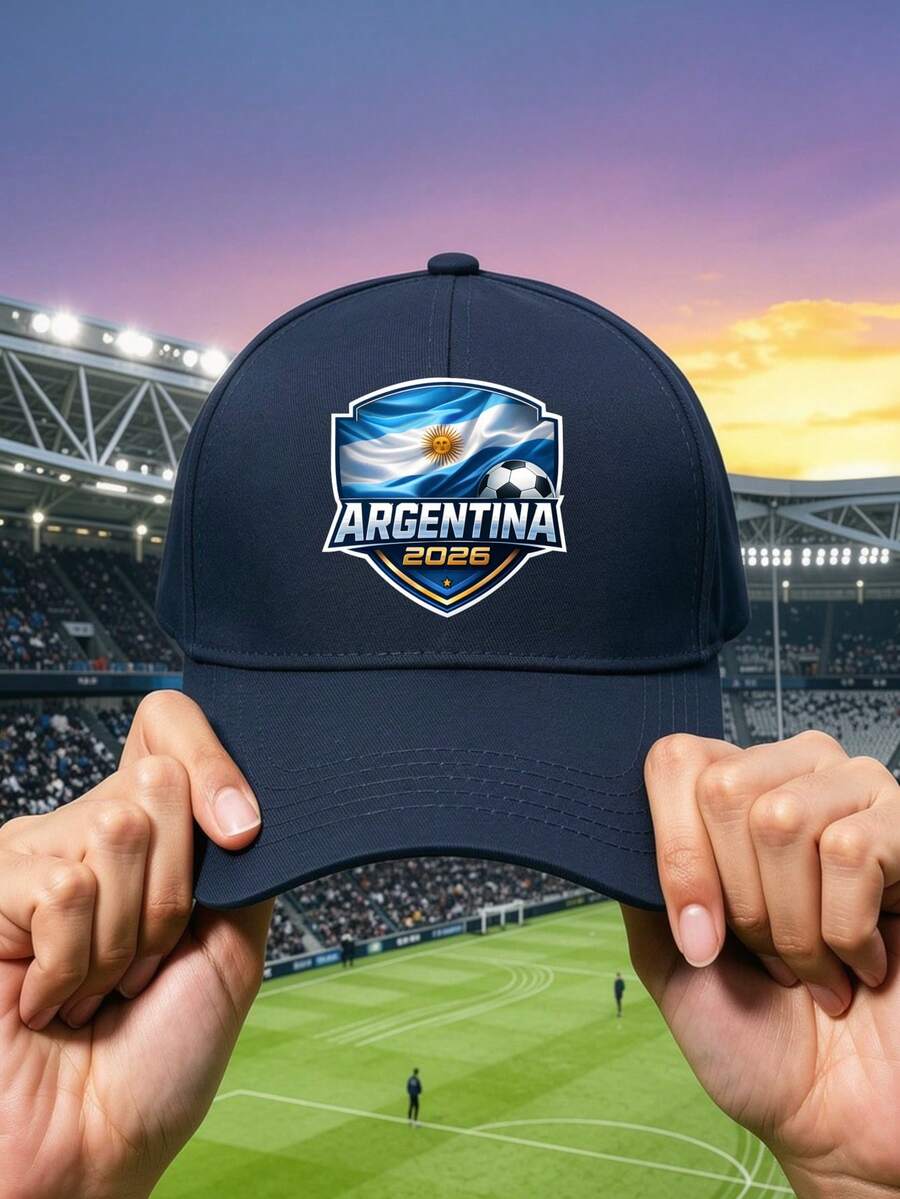 Argentina 2026 Football Flag Design, Fashionable Sports Cap, Unisex Adjustable Baseball Cap Hat For Men Women Machine Washable Outdoor Sun Hat - 藏蓝色 - 查看 1