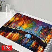 1pc Amsterdam Landscape Pattern Printed Absorbent Dish Drying Mat, Home Decor, Espresso Machine Countertop Absorbent Mat, Sink Drain Mat, Soft Faucet Absorbent Mat, Sink Cup Mat, Kitchen & Bathroom Accessories - Multicolor - View 13