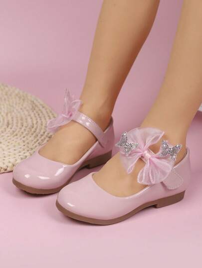 1 Pair New Fashion Butterfly Design Princess Oxford Shoes, Versatile For All Seasons, Suitable For Wedding, Party, Formal Occasions, Matching Princess Dresses, Formal Attire, Ballet Flats, Ankle Boots, Elegant, Comfortable, Classic Flat Shoes For Girls, Children, Infants