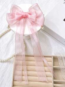 Kẹp tóc nơ organza lấp lánh phong cách tiên nữ Hàn Quốc, phụ kiện tóc cài sau đầu phong cách rừng ngọt ngào thanh lịch - Nhiều màu - Xem 11