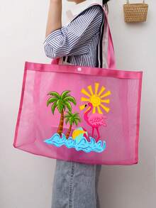 Juego de Bolsas de Malla de Gran Capacidad, Bolsa de Malla con Estampado de "Playa", Bolsa de Playa de Malla, Bolsa de Cosméticos de Malla, Bolsa de Playa Plegable de Gran Capacidad, Imperme - Multicolor 13 - Ver 3