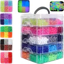 Euuztu 2400Pcs Glow In Dark Beads Bulk,20 Colors Kandi Bead Hair Braiding Friendship Bracelet Making Kandi Jewelry Chains Crafts Chirstmas Gifts (2400PCS(20Color)) - 5800個(30色) - 查看 2